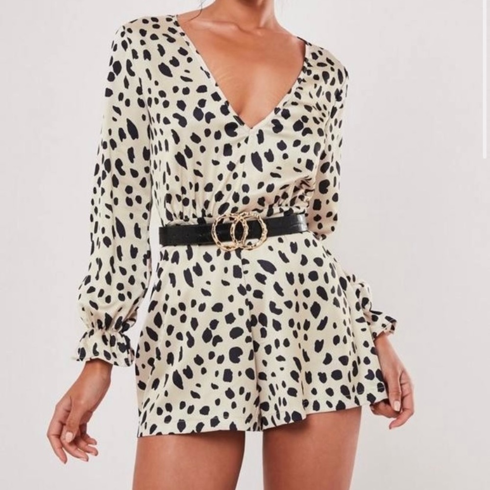 Missguided Champagne Dalmatian Print Playsuit